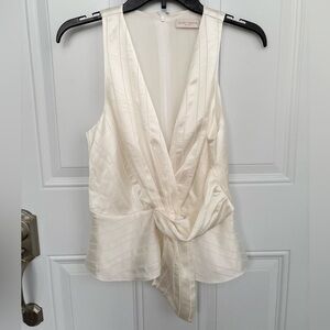 Ramy Brook Striped Twist Sleeveless Ivory Top Small